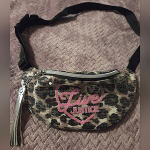Leopard Print Sequin Fanny Pack with Justice Logo